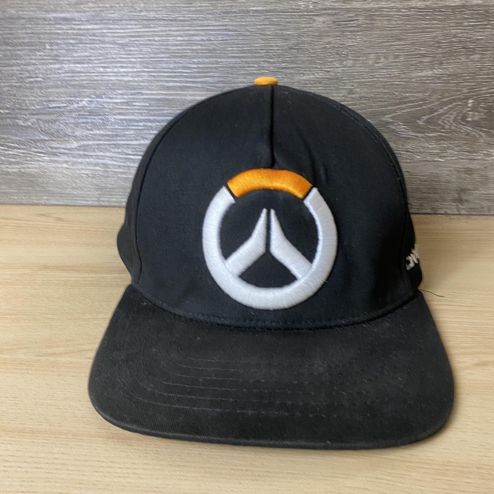 Overwatch Hat Cap Snap Back Black Orange Embroidered Gamer Geek ThinkGeek Mens